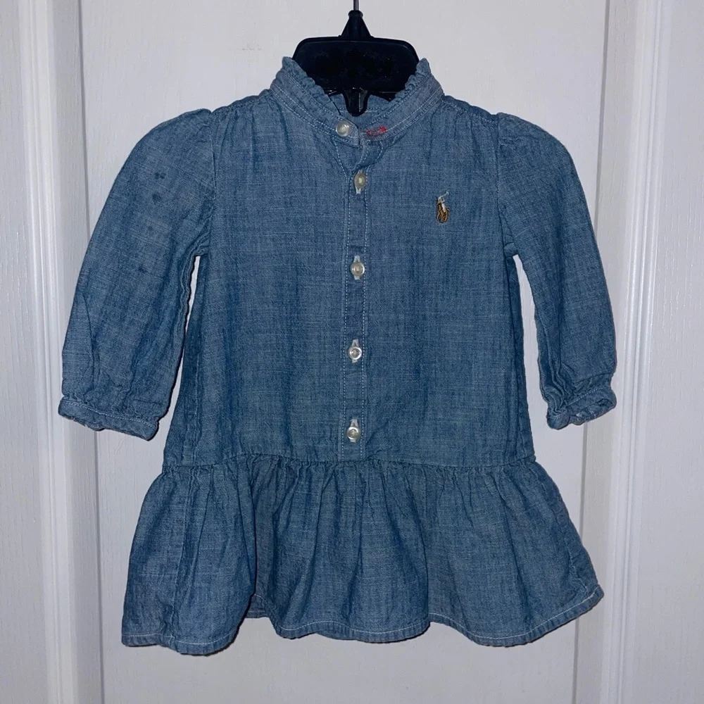 Ralph Lauren Baby Chambray Denim Shirt Dress size‎ 6 months